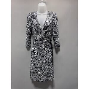 Express Zebra Print Wrap Dress Black & White Midi Dress Women’s Size Small NWT